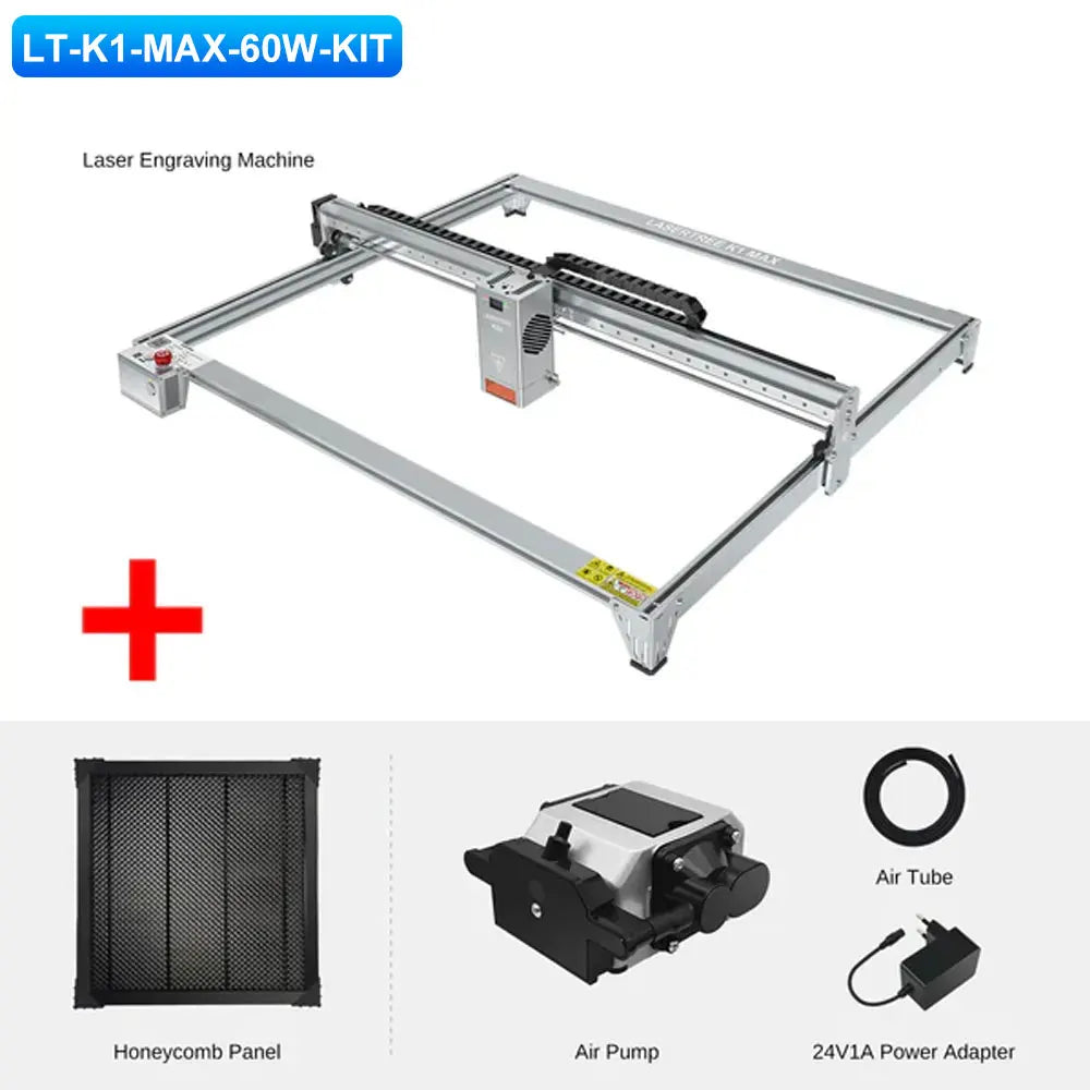 LASER TREE K1 MAX 60W Laser Engraver with Air Pump Honeycomb Panel Engraving Cutting Blue Light Machine Working Area 800×600mm