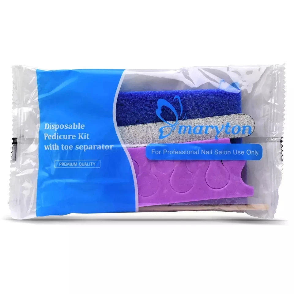 600 Sets/Carton Disposable 5Pcs Pedicure Sets Nail Art Sanding Sandpaper Wooden Nail File Kits Tools Set