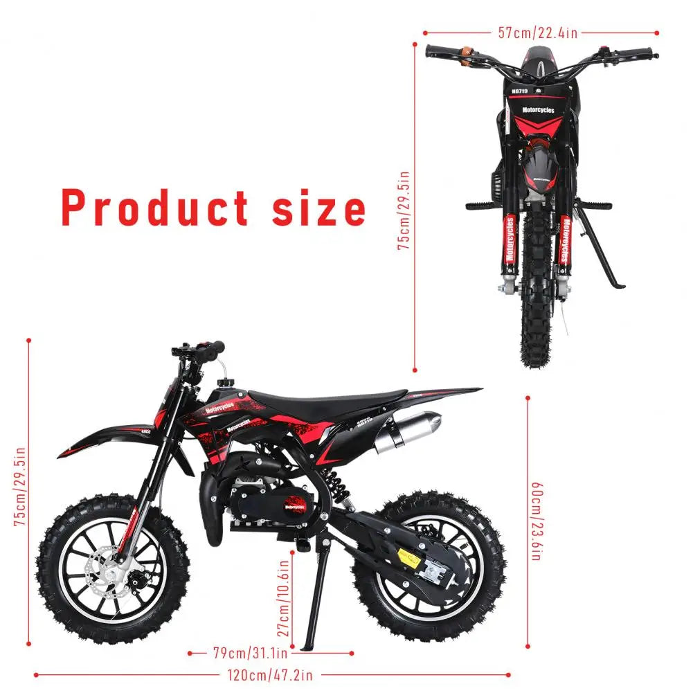 Gas Bike For Kids, Mini Dirt Bike, 49CC 2-Stroke Gas Powered Motorcycle, Shock Absorption Pocket Motorbike, Up to 25 Mph