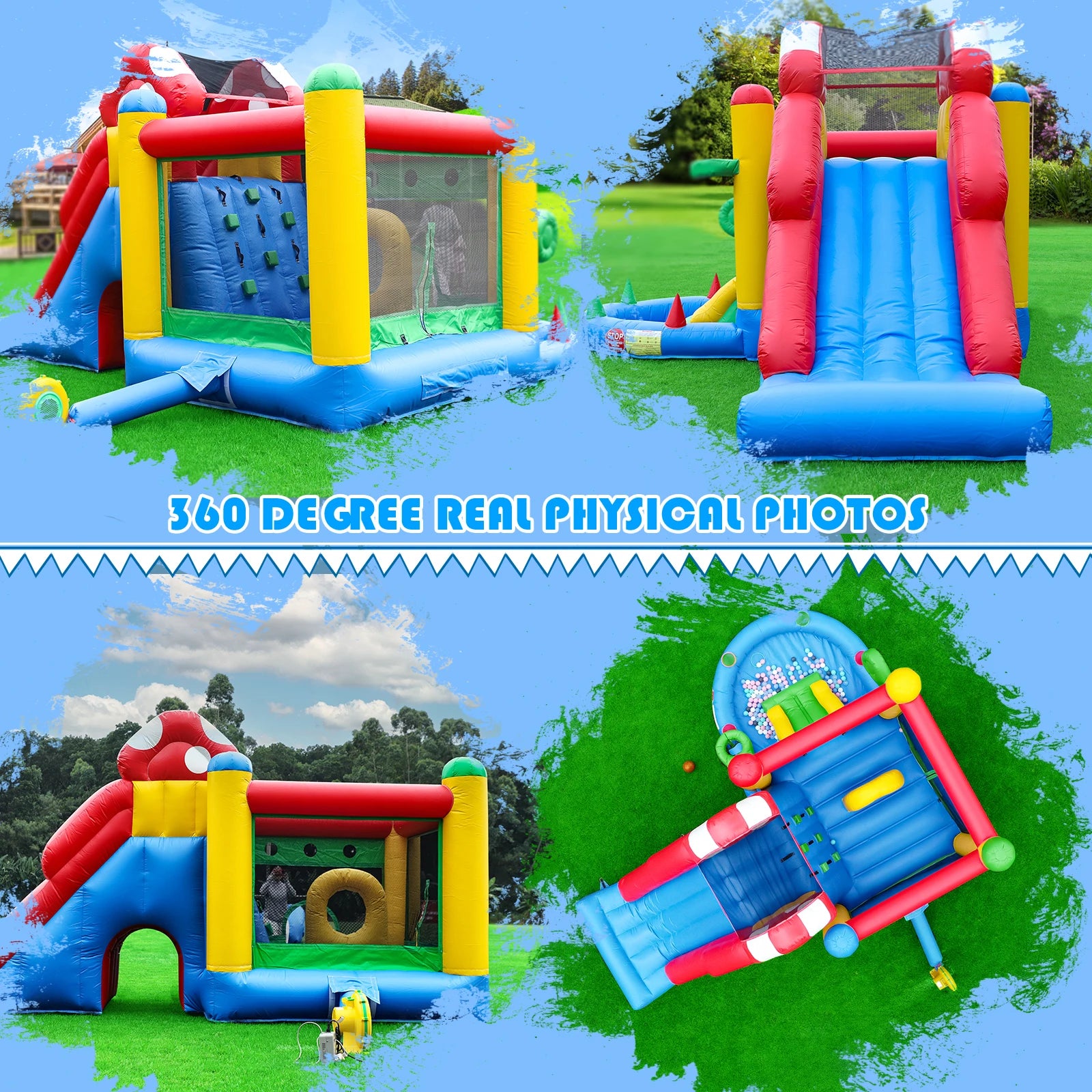 Giant inflatable Bounce House Big Size Inflatable Trampoline With Double Slide Courtyard Kids Jumping Castle  Obstacle track