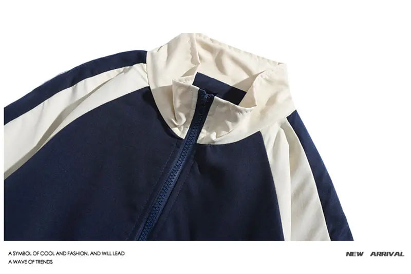 Reflective Striped Men's Jacket 2026 Hip Hop Streetwear Coats Zipper Up Jacket Windbreaker Harajuku Thin Coats Sports Black Blue