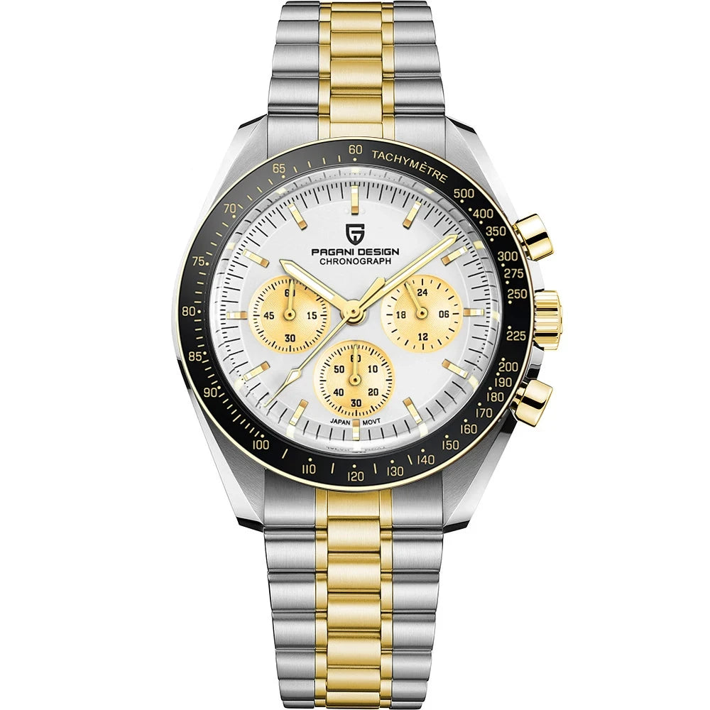 PAGANI DESIGN 2026 New Saturn Watch Luxury Quartz Watches For Men Stainless steel Luminous AR Sapphire crystal Chronograph Man