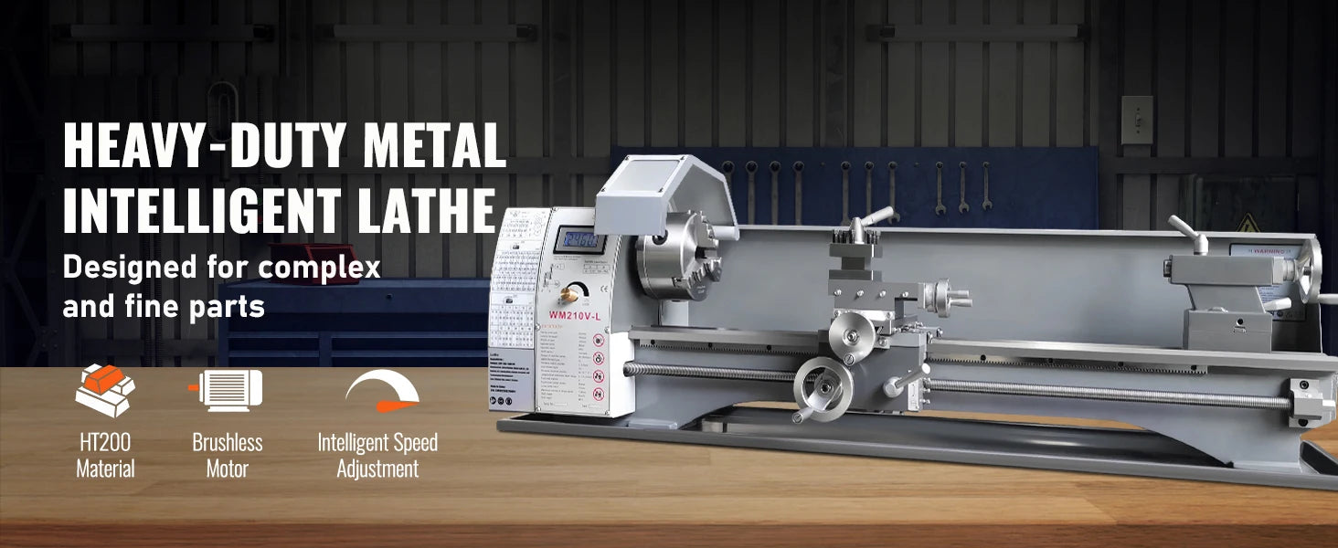 SucceBuy 750W Metal Lathe Machine Brushless 8.3"x29.5" / 210mm*736mm 50-2500RPM Continuously Variable, DIY Metal Working Turning