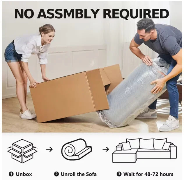 109" Modern Cloud L-Shaped 3-Seater Oversized Deep Seat Chenille Fabric Sofa White Modular Sectional with Ottoman