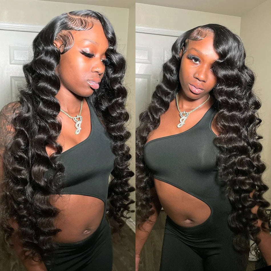 40" Loose Deep Wave Human Hair Bundle With Closure Frontal HD Transparent Lace Closure With Bundle Human Hair Weave Bundles Deal