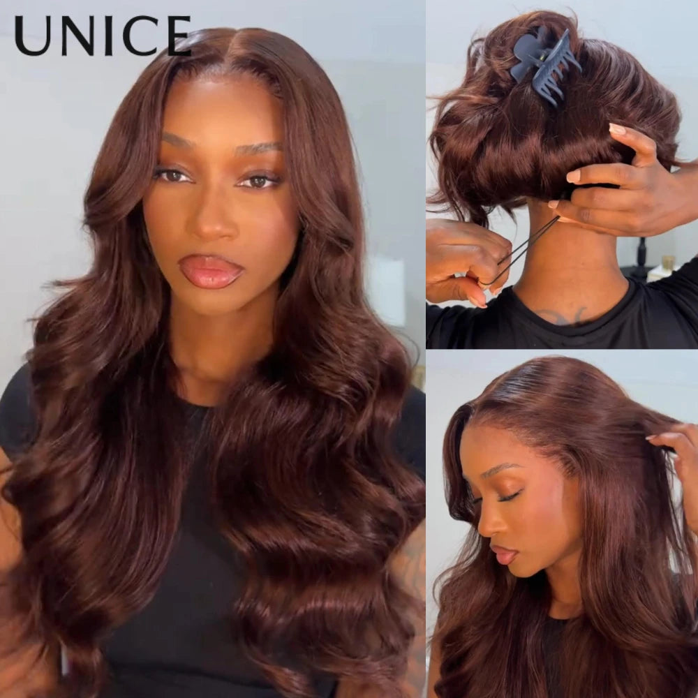 UNice Auburn Brown13x4 Pre-Everything™ Lace Frontal Loose Wave Wig With Invisi Drawstring & Face Framing Layers 150% Density
