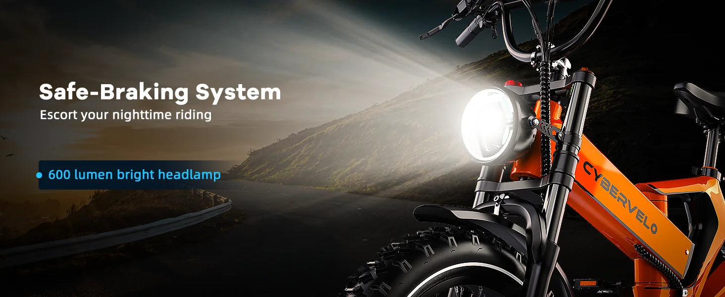 2000W Peak Folding Electric Bike Cybervelo EK6 Adults 30+MPH 48V 25Ah Removable Battery 20" Fat Tire Off Road E-bike