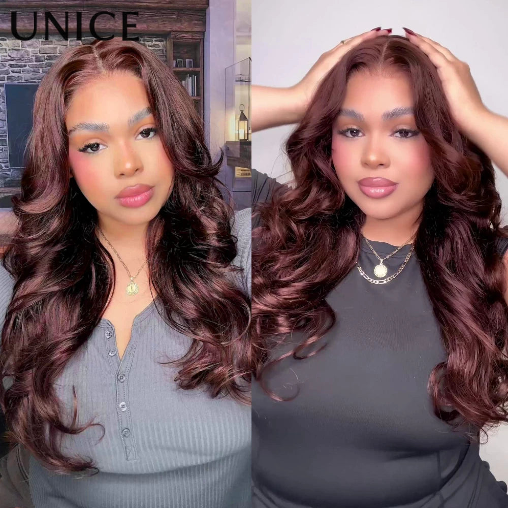 UNice Auburn Brown13x4 Pre-Everything™ Lace Frontal Loose Wave Wig With Invisi Drawstring & Face Framing Layers 150% Density