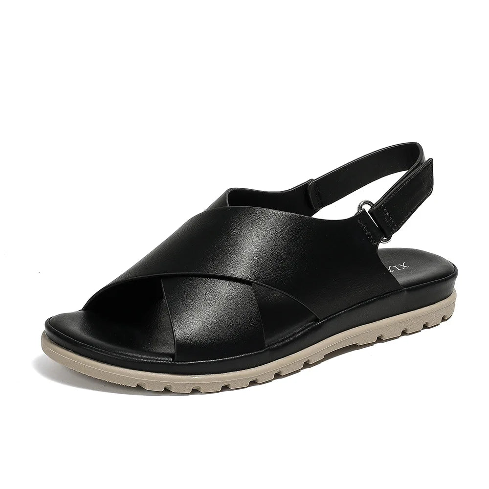 Summer Designer Simple Elegant Women's Sandals Flat Heel Soft Bottom Cross Soft Surface Anti slip Lightweight Casual big size