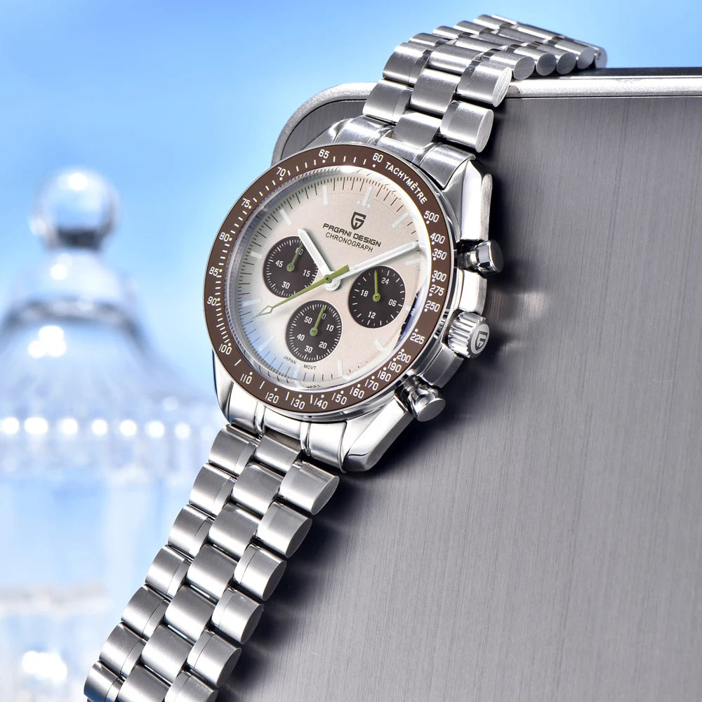 PAGANI DESIGN 2026 New Saturn Watch Luxury Quartz Watches For Men Stainless steel Luminous AR Sapphire crystal Chronograph Man
