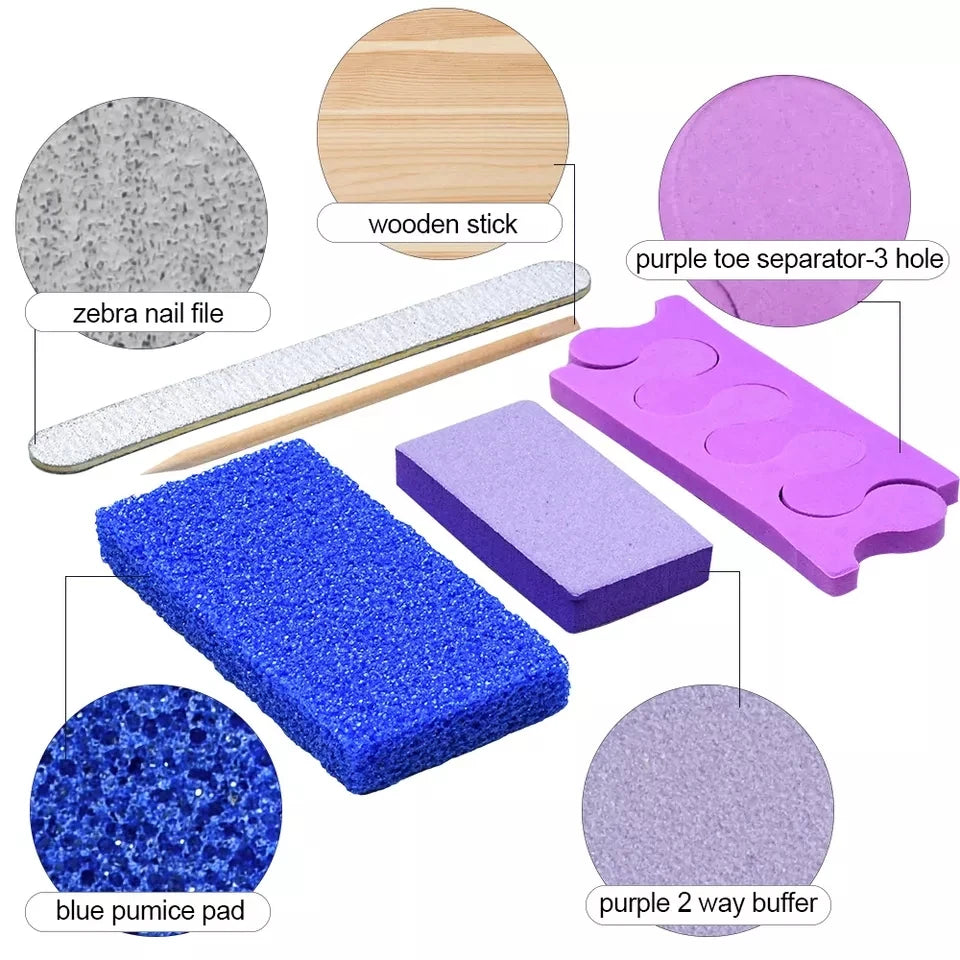 600 Sets/Carton Disposable 5Pcs Pedicure Sets Nail Art Sanding Sandpaper Wooden Nail File Kits Tools Set