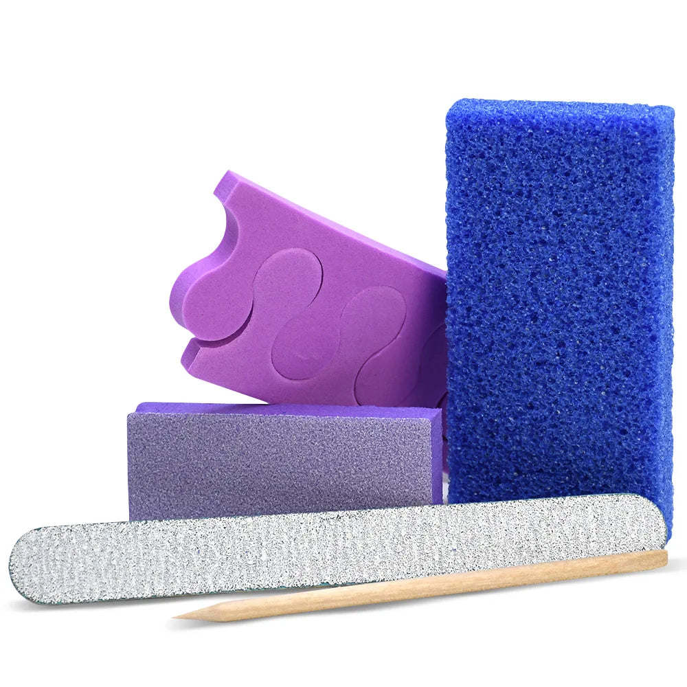 600 Sets/Carton Disposable 5Pcs Pedicure Sets Nail Art Sanding Sandpaper Wooden Nail File Kits Tools Set