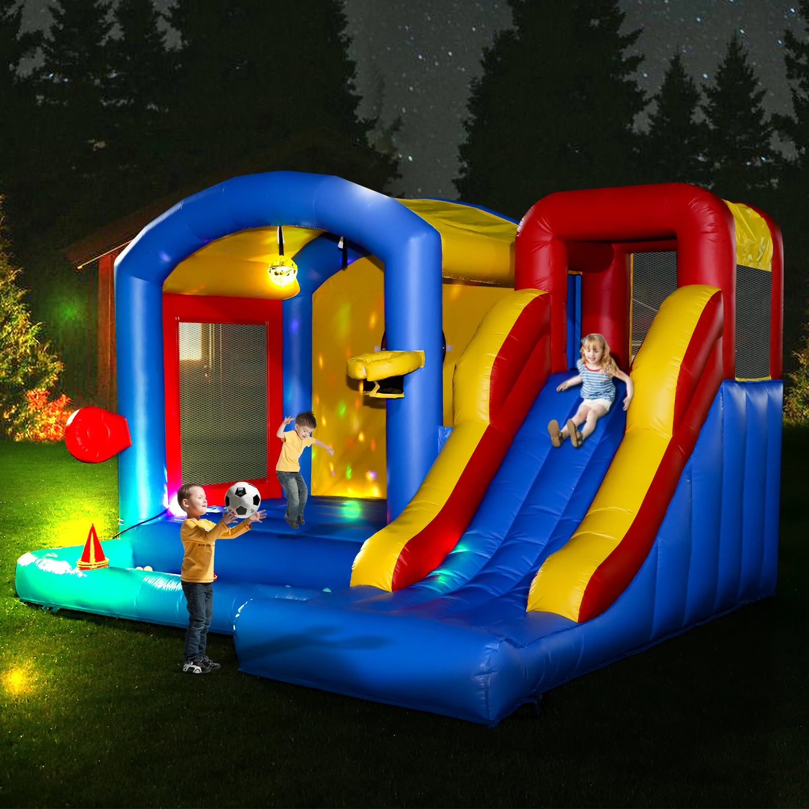 Giant inflatable Bounce House Big Size Inflatable Trampoline With Double Slide Courtyard Kids Jumping Castle  Obstacle track
