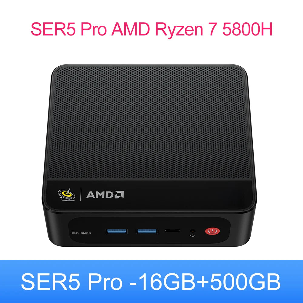 Beelink SER5 Max Mini PC AMD Ryzen7 6800U 7735HS DDR5 24GB SSD 500GB 1TB SER5 R5 5500U DDR4 16GB Support WiFi6 2.5G LAN Desktop