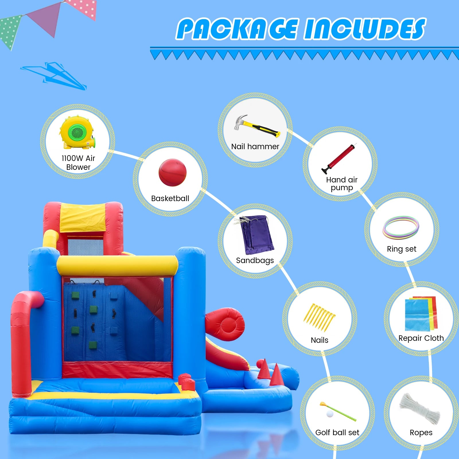 Giant inflatable Bounce House Big Size Inflatable Trampoline With Double Slide Courtyard Kids Jumping Castle  Obstacle track