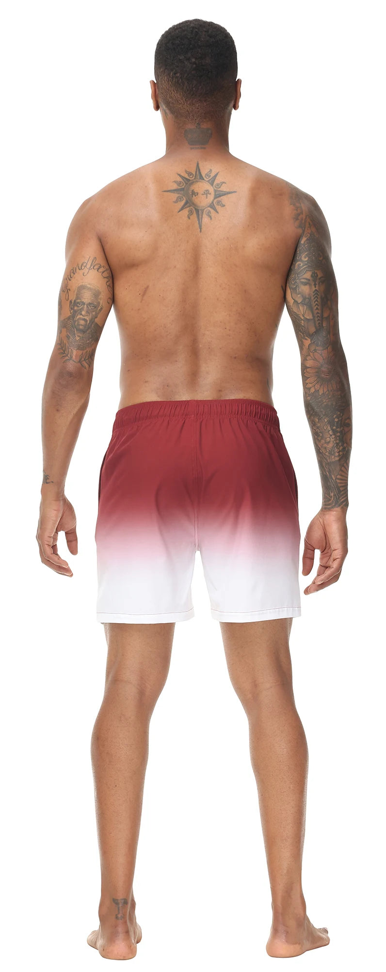 Men's Swim Trunks Gradient Swimming Shorts Quick Dry Beach Shorts with Zipper Pockets and Mesh Lining Fashion Swimsuit for Men