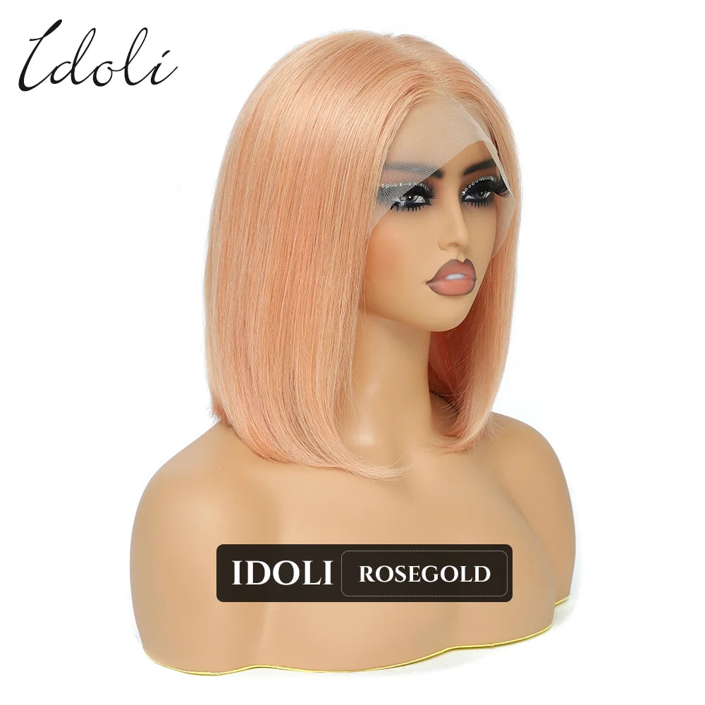 P27/613 Lace Front Wig Human Hair 13x4 Wear And Go Glueless Wigs Human Hair HD Blonde Highlight Lace Front BOB Wig Human Hair