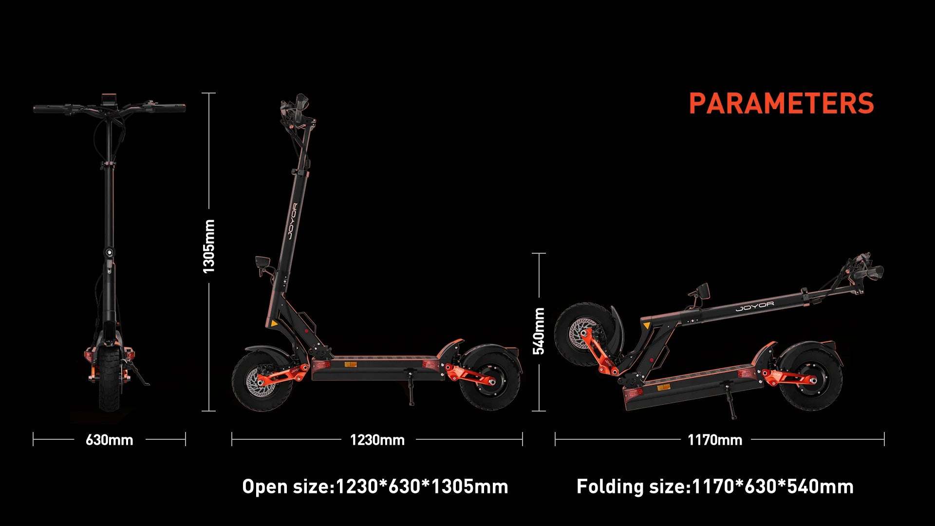 JOYOR T10 Adult Electric Scooter 60V18Ah 1000W*2 Dual Motor Speed 60KM/H Range 30-75KM 10 Inch Off-Road Tires Folding E-Scooter