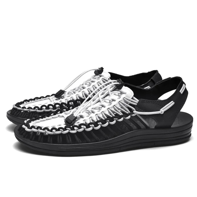 Summer Men Sandals Fashion Handmade Weaving Design Beach Sandals Breathable Casual Flat Sandals Outdoor Couples Sandals Size