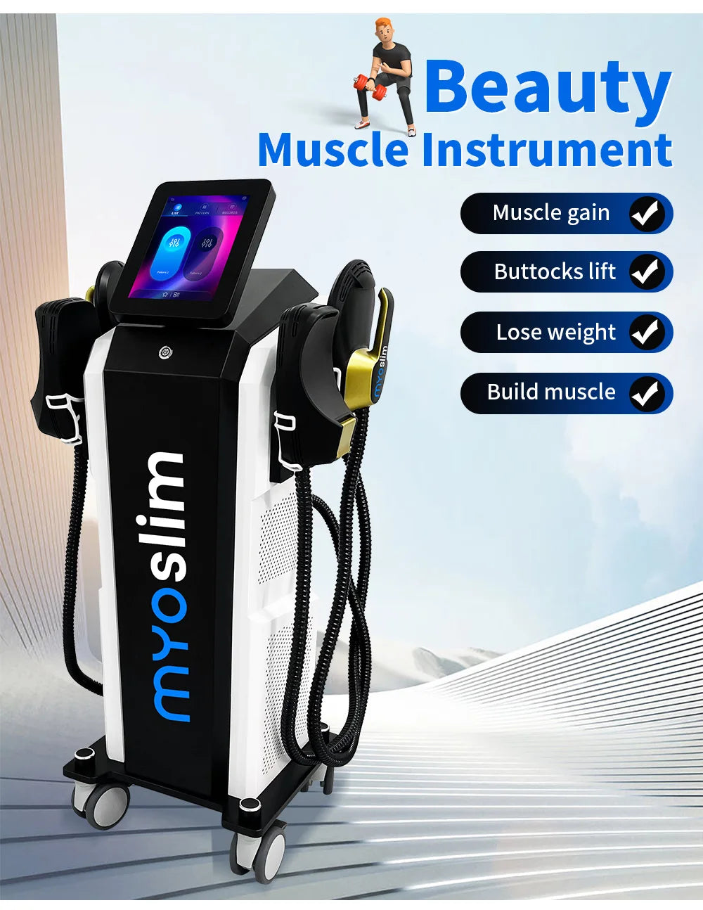 Myoslim NEO Folding Screen 6500W 15tes Uses The Latest RF And Technology To Muscle Building Body Shaping And Weight Loss