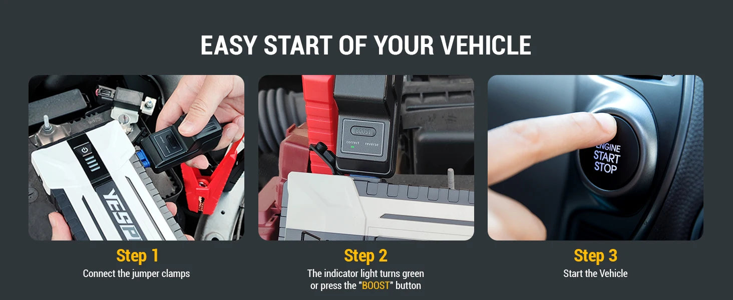 YESPER Starting Device 4120A Peak Jump starter For car ,ALL Gas and Up to 10.0L Diesel Engine,26800mAh Car External battery