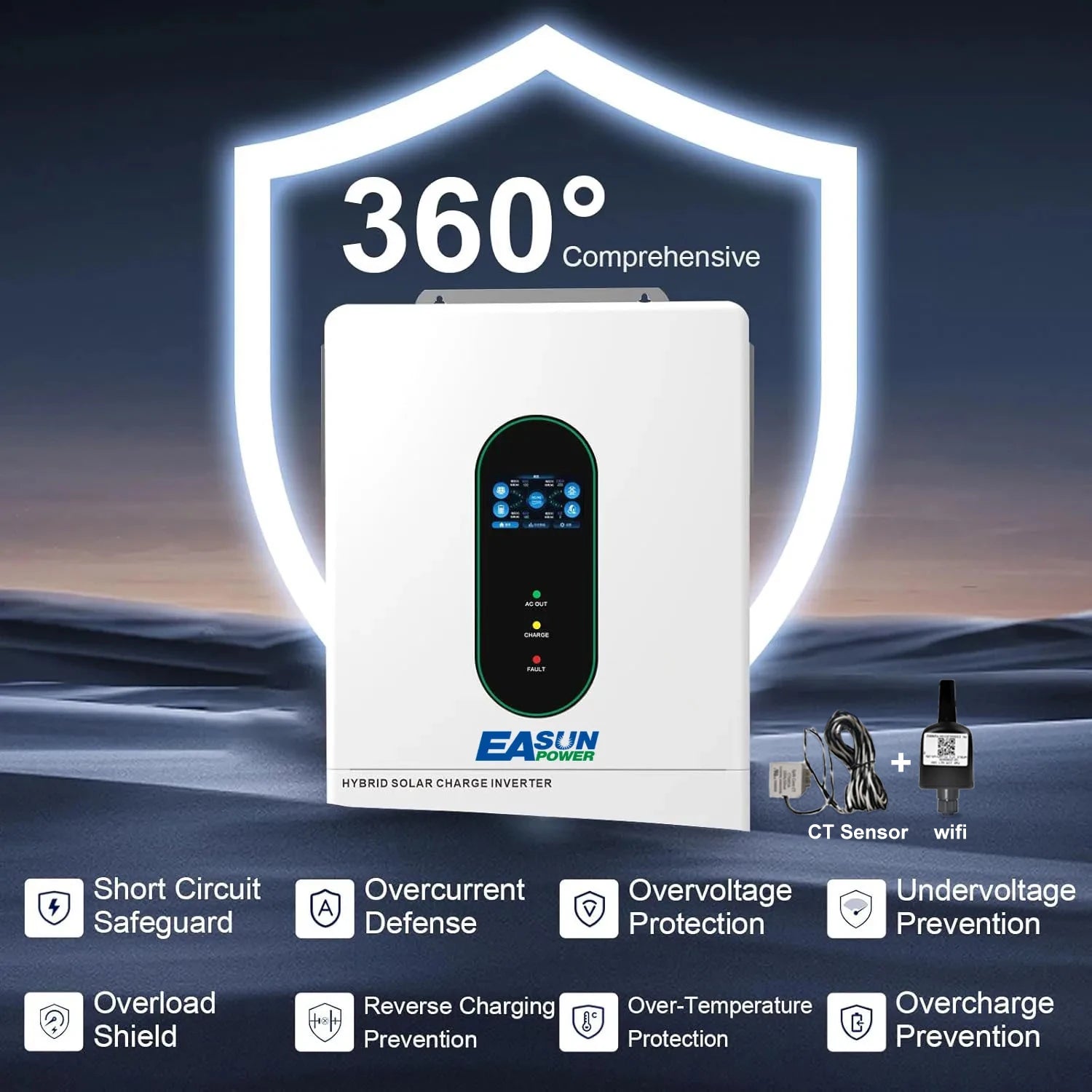 EASUN POWER 12KW Split Phase Inverter 48V 110V Hybrid Solar Inverter 220A MPPT Paralleled With WiFi Solar Controller Inversores