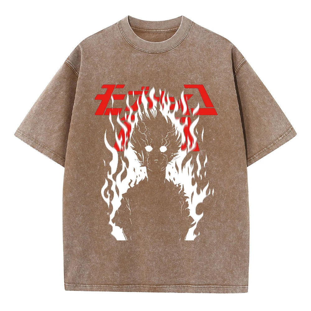 Hip Hop Men Streetwear Vintage Washed T-Shirt Anime Graphic T Shirt Men Harajuku Cotton Casual Short Sleeve Loose Vintage Tops