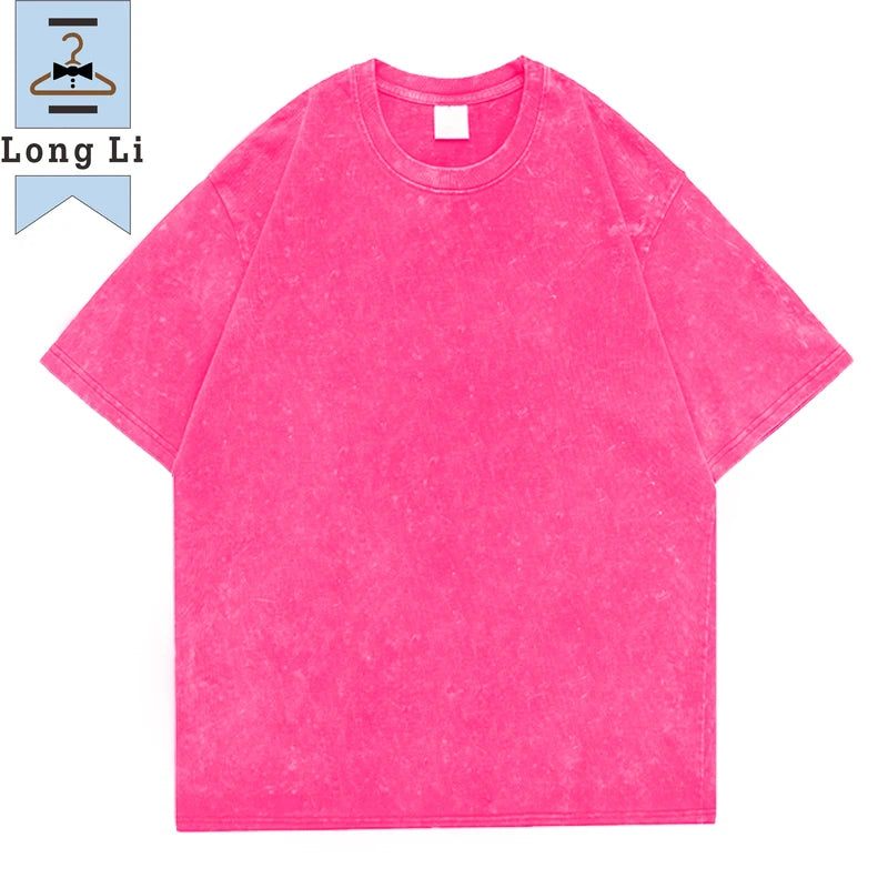 Hip Hop t shirt Men fashion Cotton Harajuku Multicolors Oversized Washed T-shirt women Unisex Summer Retro Short Sleeve Tee top