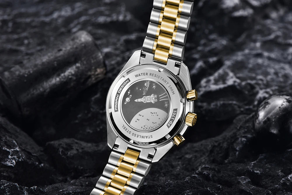 PAGANI DESIGN 2026 New Saturn Watch Luxury Quartz Watches For Men Stainless steel Luminous AR Sapphire crystal Chronograph Man