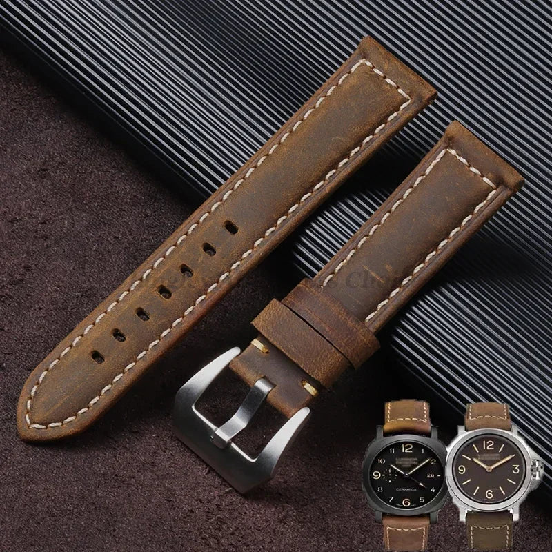 Genuine Leather Watch Strap for Panerai Band Men Women PAM111/441/312 Horse Cowhide Leather Belts 20mm 22mm 24mm 26mm for Casio