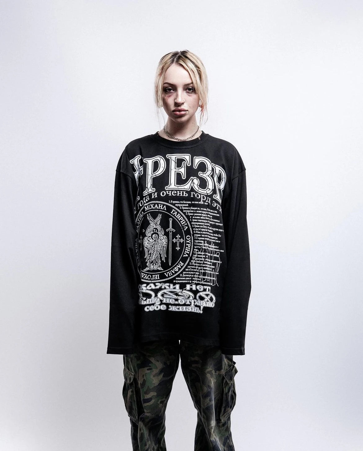 Oversized Men's Clothing Streetwear Sober Print Autumn Hip Hop Korean Long Sleeve Y2k Tops Tee Cotton Graphic Unisex Tshirt Goth