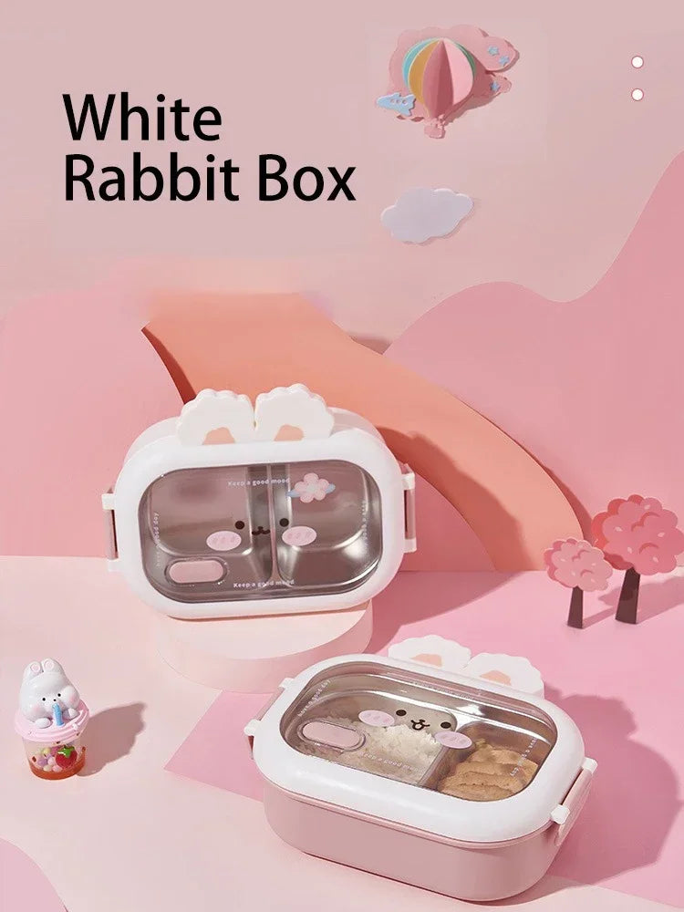 Stainless Steel Lunch Box Rabbit Design Divides Large Capacity Portable Sealed Bento Box Children Student Cute Birthday Gifts