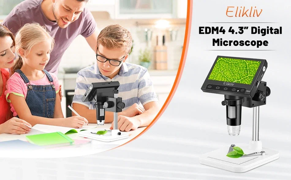 Elikliv EDM4 4.3" LCD Digital Microscope for Electronic 1000x Coin Magnifier Repair Microscope with LED Lights for PC Windows