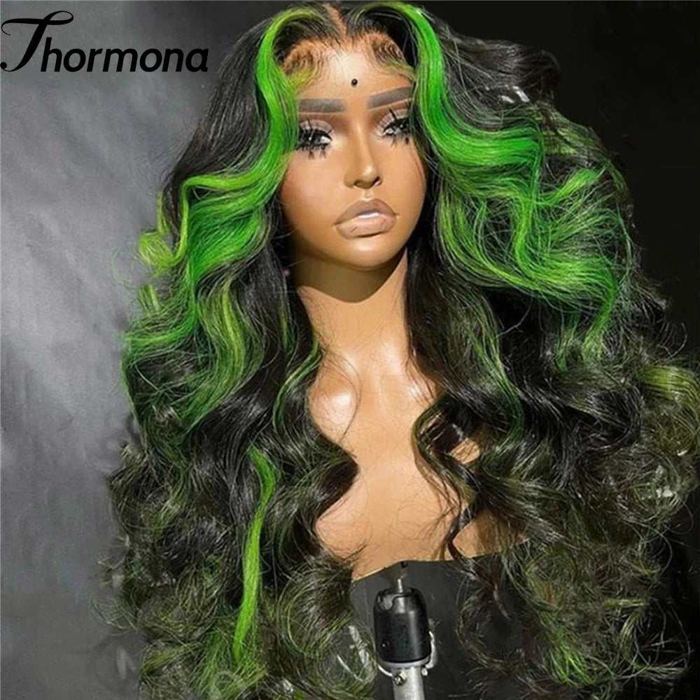 Pink Highlight Colored Lace Front Wig Synthetic Glueless Loose Wave Pre Plucked 13x4 HD Transparent Lace Frontal Wigs For Women