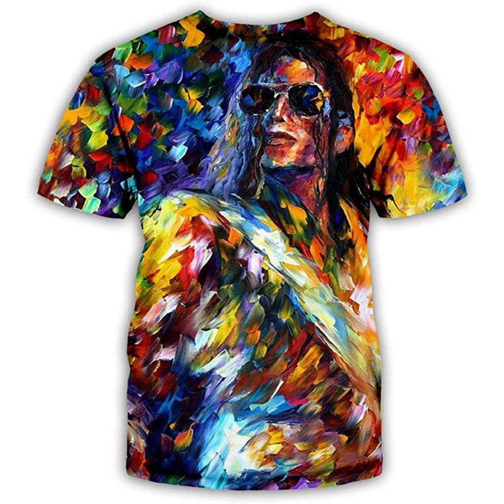 Summer fashion Michael Jackson hip-hop singer retro cool casual men Harajuku streetwear short sleeved