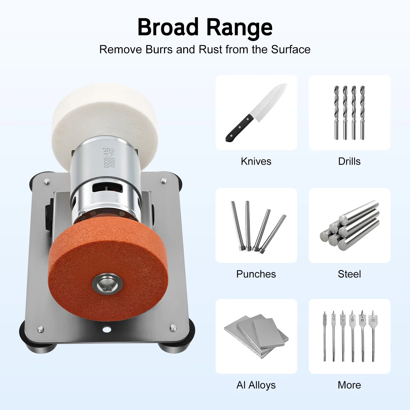 96W Benchtop Sander, Small Grinder Adjustable Variable Speed Table Grinder 6000 RPM for Metal Grinding Polishing DIY