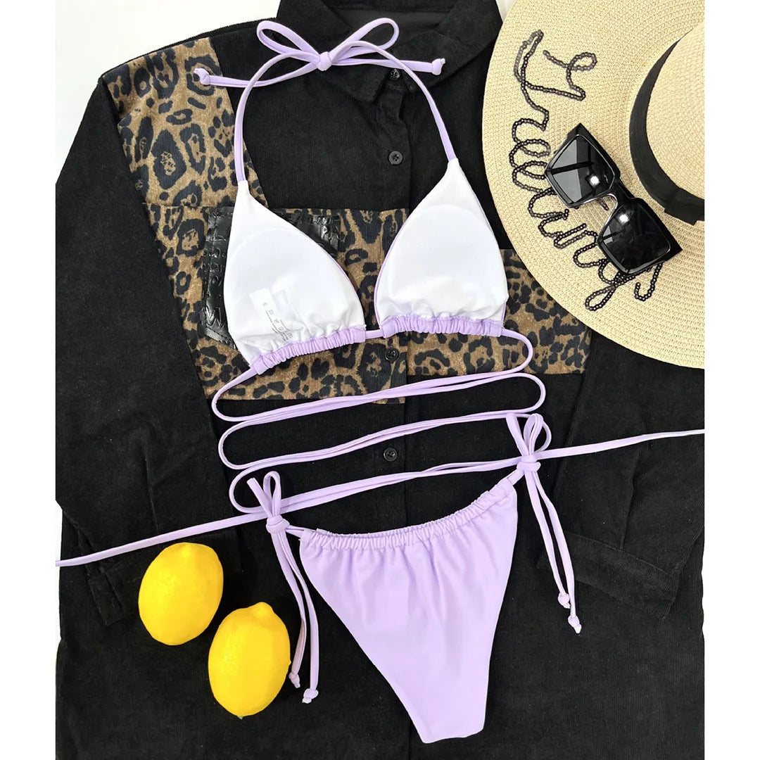 2025 New Wrap Arround Mini Bikini Female Swimwear Women Swimsuit Two-pieces Bikini set Brazilian Bather Bathing Suit Swim V1229H