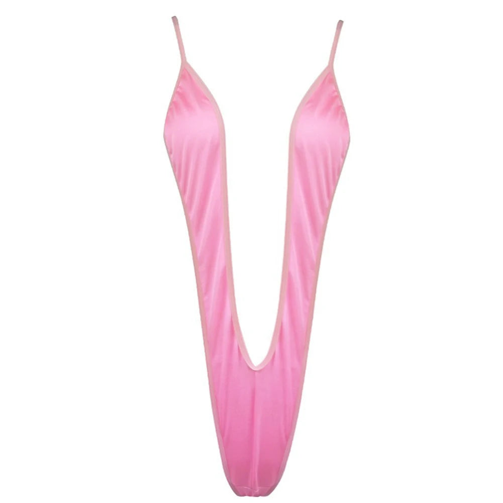 Women Sexy Lingerie Bodysuit Swimsuit Tempt Backless Deep V Bikini High Stretch Three-Point  Bikini Swimsuit Clubwear