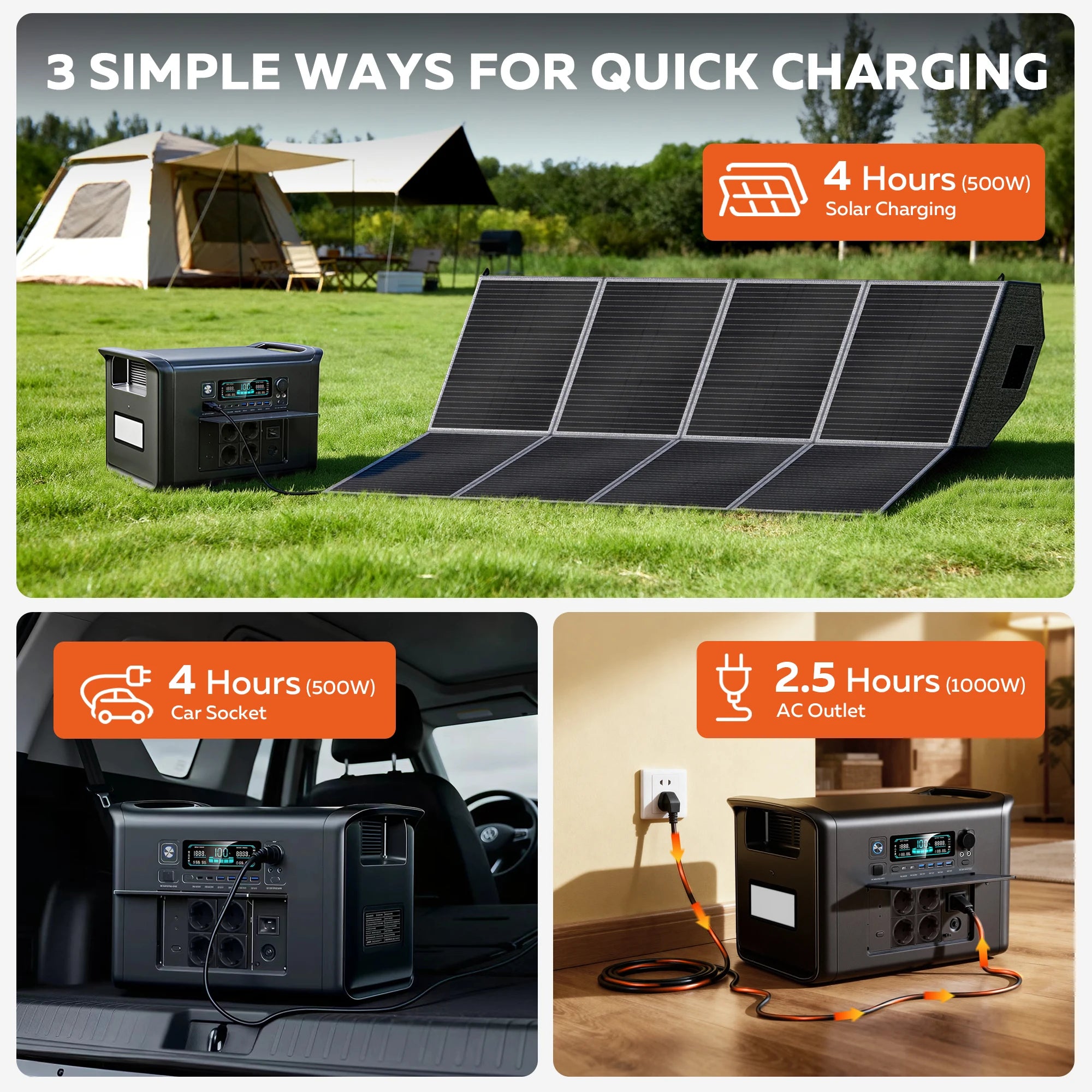 2400W Portable Power Station 2048Wh Lifepo4 Battery Outdoor Pure Sine Wave Energy Storage Home Emergency Power Supply Station ﻿
