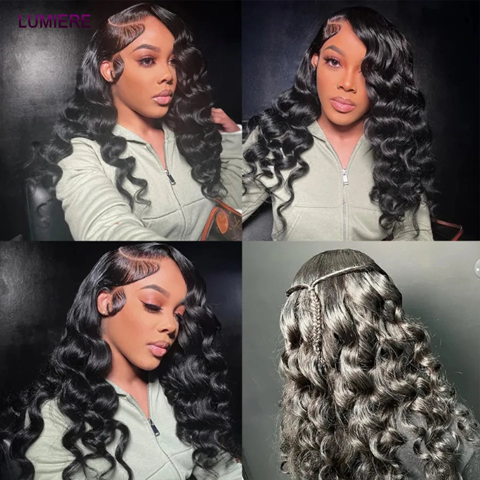 40" Loose Deep Wave Human Hair Bundle With Closure Frontal HD Transparent Lace Closure With Bundle Human Hair Weave Bundles Deal