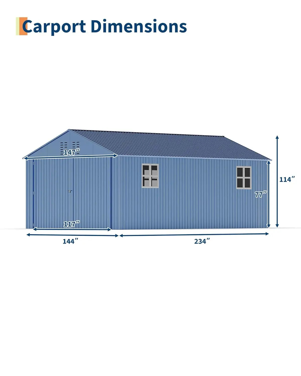 12x20 FT Enclosed Metal Carport Reinforced Frame Steel Roof All-Weather Full-Sized Pickup Truck Garage Shed, Customized
