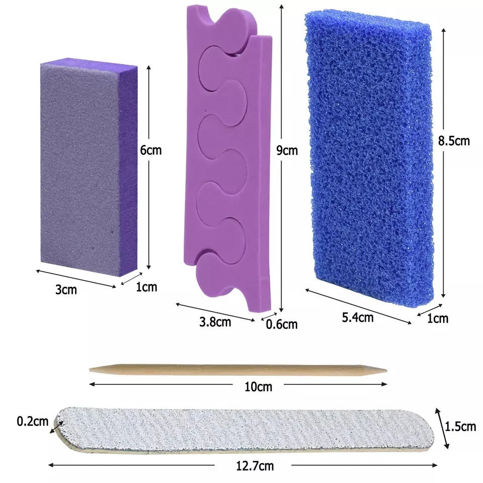 600 Sets/Carton Disposable 5Pcs Pedicure Sets Nail Art Sanding Sandpaper Wooden Nail File Kits Tools Set