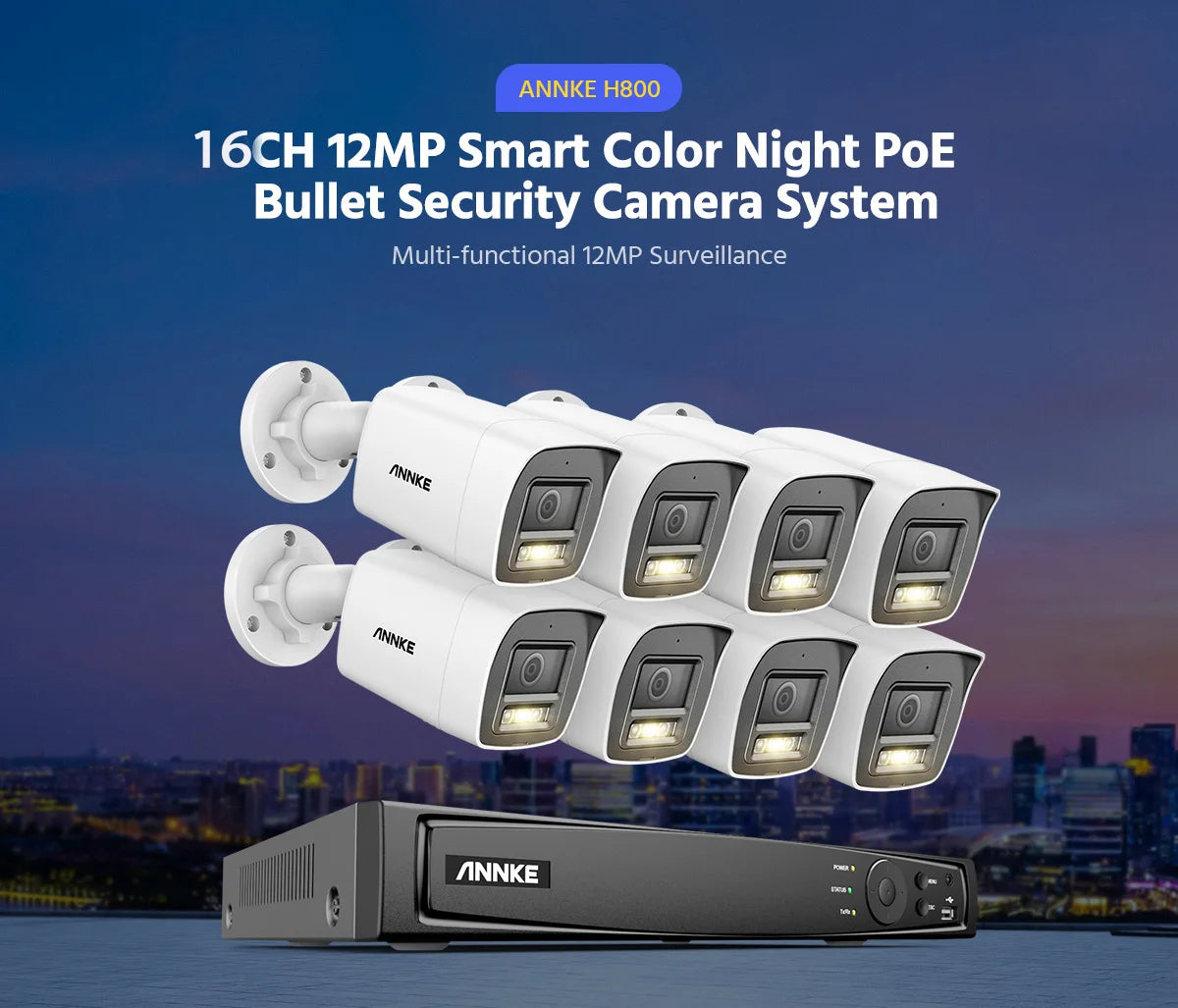 ANNKE 12MP Camera Kits Smart Dual Light Security 16CH NVR POE Camera Outdoor CCTV Video Surveillance Protection Camera