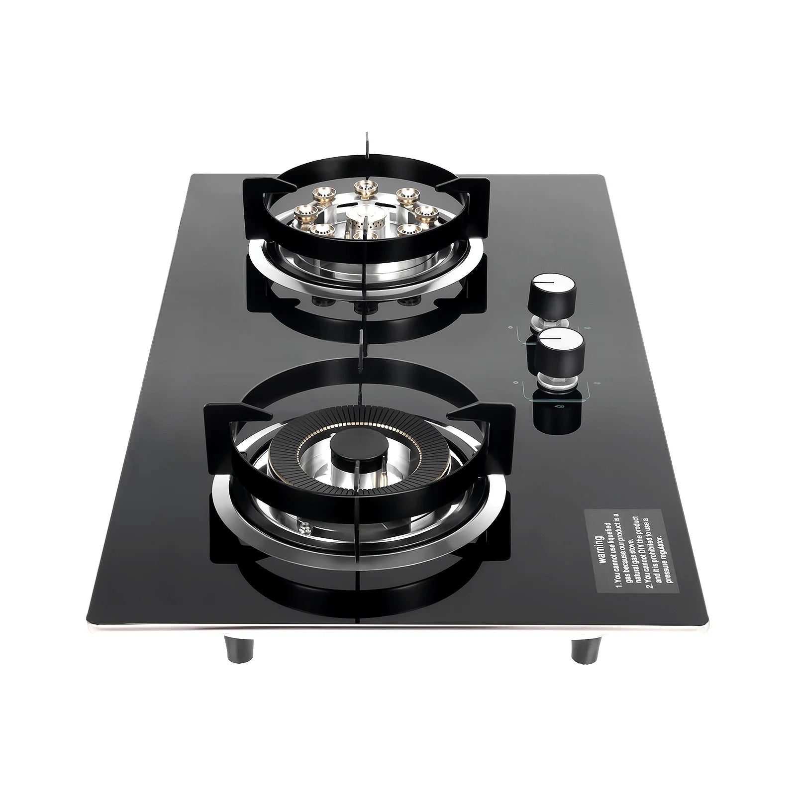 4.2KW+5.2KW Household Double Stove Hob Built in Gas Stove 2 Grade Dual-purpose Burner Natural Gas Tempered Glass Gasfornuis