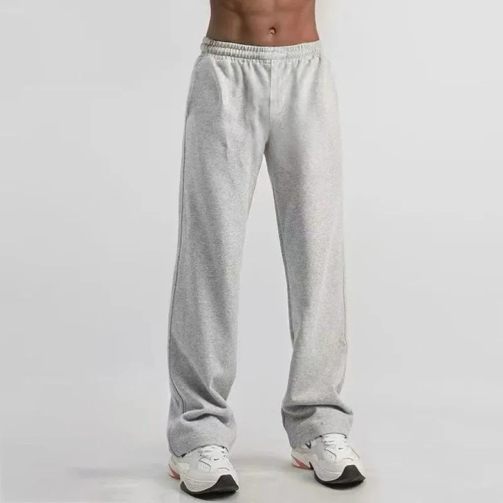 Comfortable Men's Straight Leg Sweatpants Y2K Retro Style Loose Fit Joggers Hip Hop Casual Pants with Big Pockets