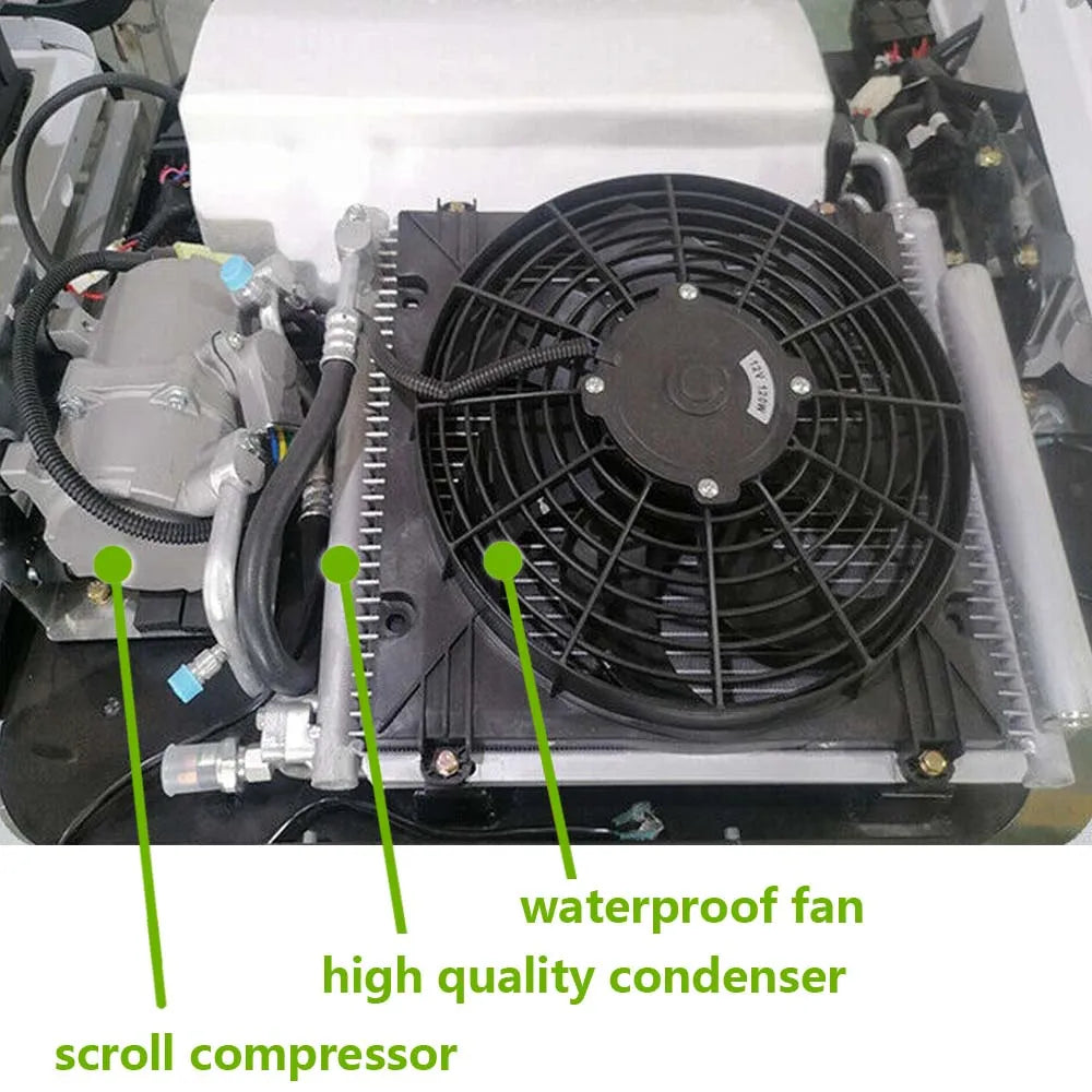 Treeligo 12V/24V 13500BTU Roof Air Conditioner Electric Cool RV Rooftop Parking AC Unit for Truck Camper Van Caravans Motor home
