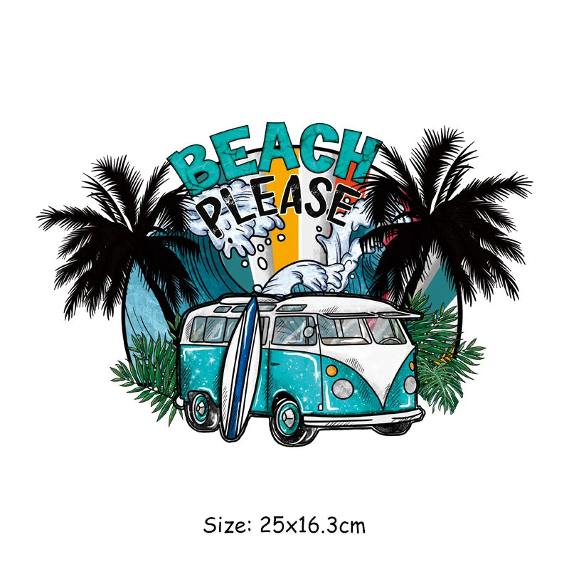 Summer Palm Tree Iron-On Transfers For Clothing Heat Transfer Diy Hoodies Clothes Stickers Stickers On The Fabric Man Woman