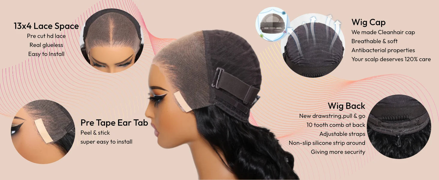 Unice Hair Drawstring Cap 7x5 & 13x4 Water Wave Human Hair Wig With Baby Hair Pre Cut Pre Bleached Pre Plucked Glueless Wigs