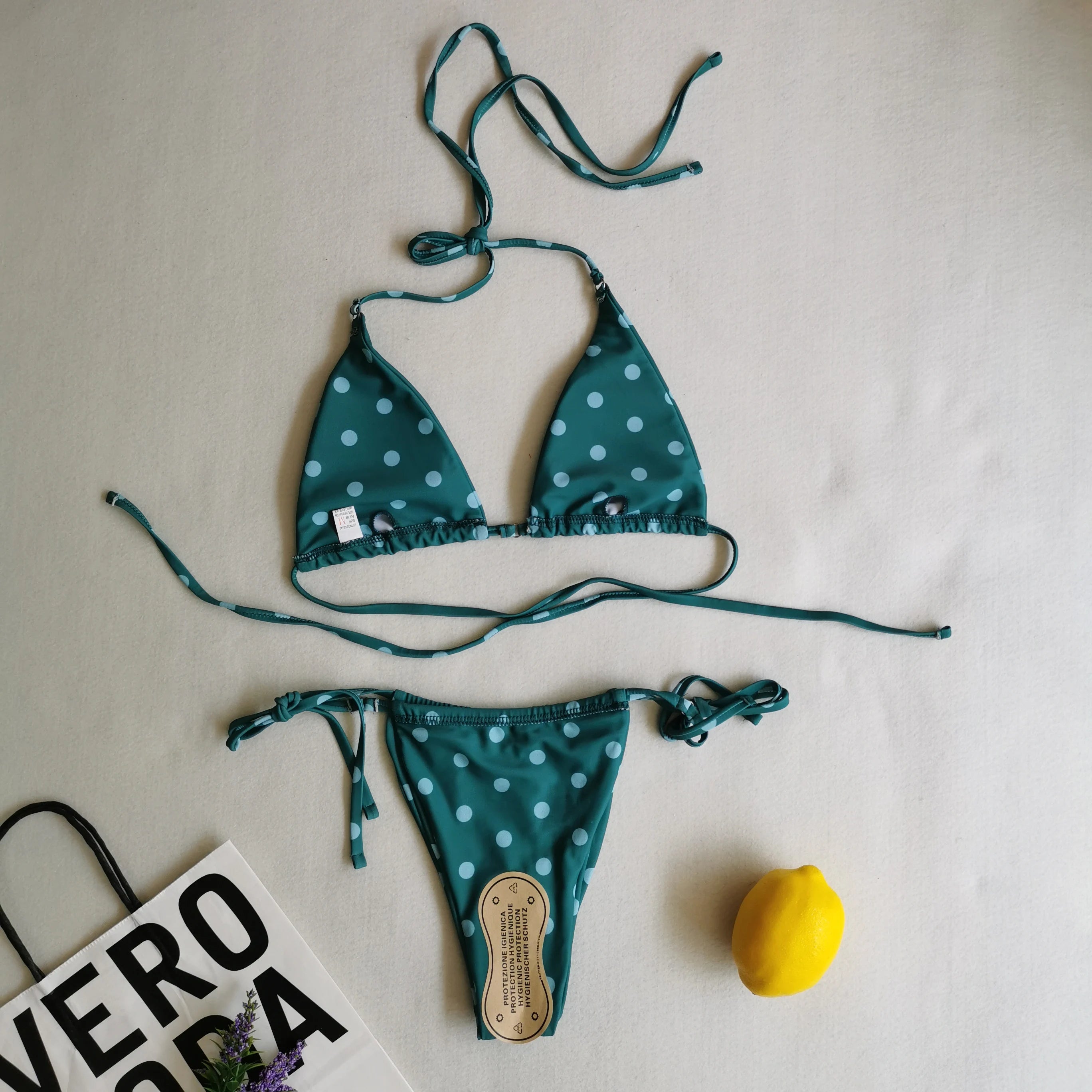 Brazilian Sexy Micro Mini Thong Bikini Set String Bandage Swimwear Women Beachwear Backless Swimsuit Triangle Push Up Biqiuni