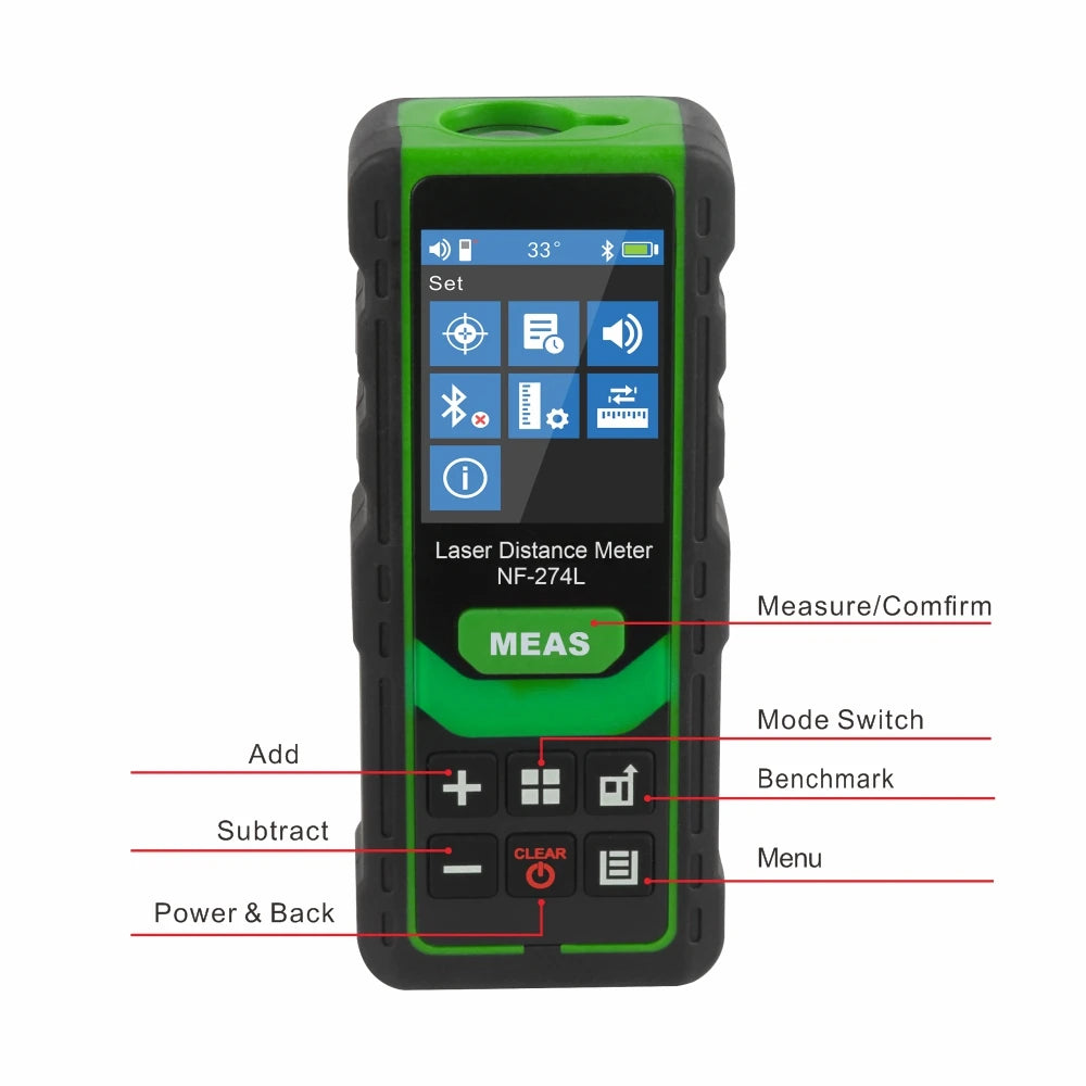 Noyafa Nf-274l Green Laser Distance Meter 60m Rangefinder Laser Range Tape Finder Measure Electronic Level Test Tools